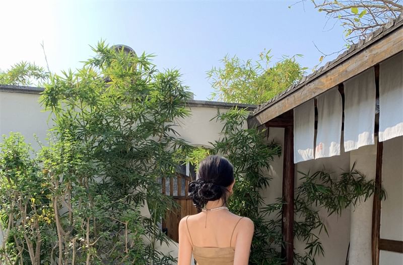 Top Flowy + Skirt Rise Camisole Mid Plain A-Line Set: Maxi