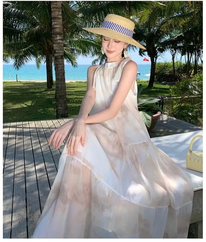 Dress A-Line Sleeveless Maxi Floral