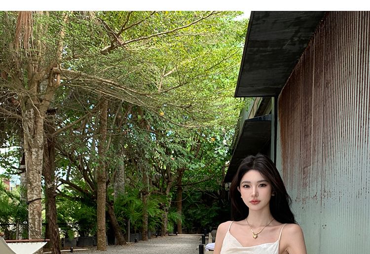 Mermaid Spaghetti Neck Maxi Strap Dress Cowl Plain