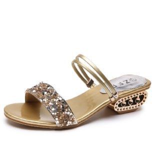 Sandals Low Sequin Heel