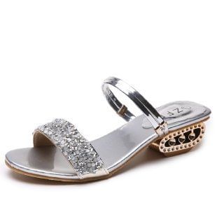 Sandals Low Sequin Heel