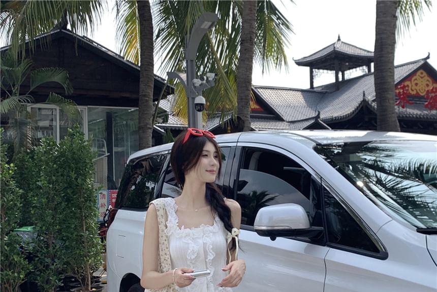 Tank / Trim Skirt Lace High Rise Plain Top A-Line Maxi