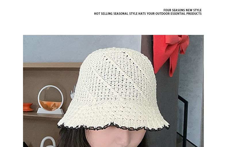 Hat Woven Trim Contrast Bucket