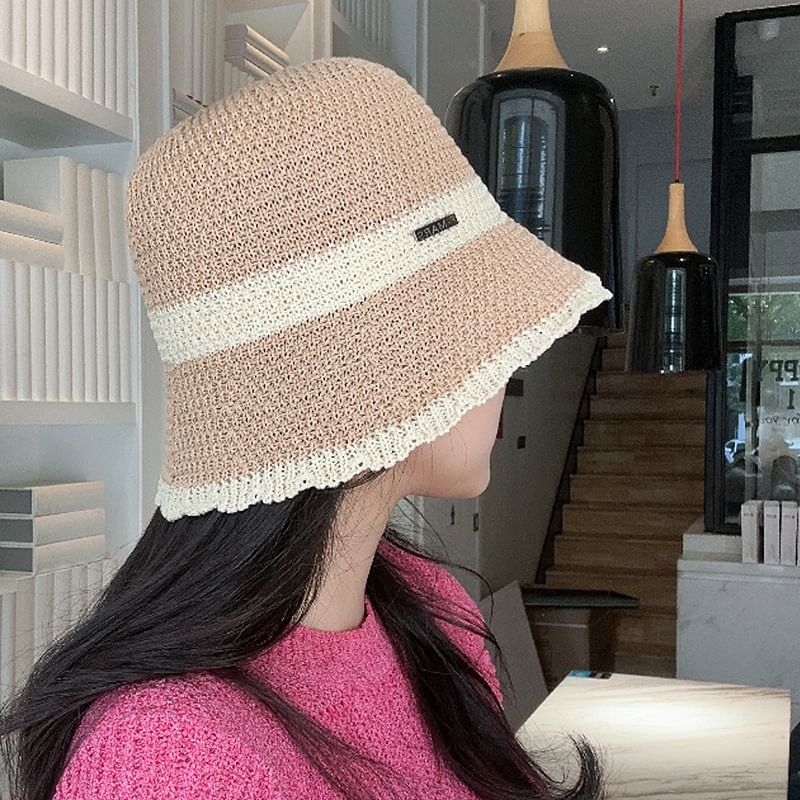 Woven Bucket Contrast Trim Hat