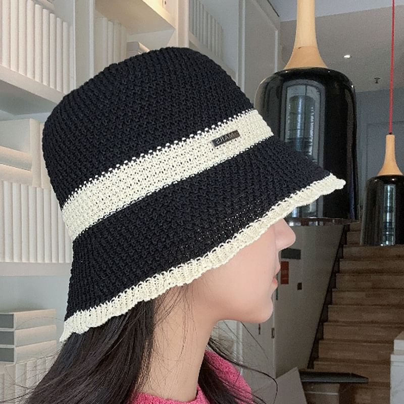 Woven Bucket Contrast Trim Hat
