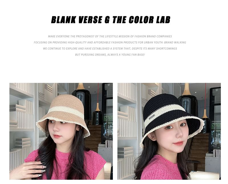 Woven Bucket Contrast Trim Hat