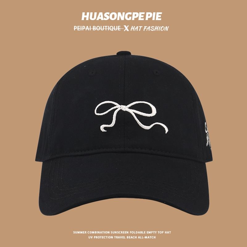 Embroidered Baseball Cap Bow
