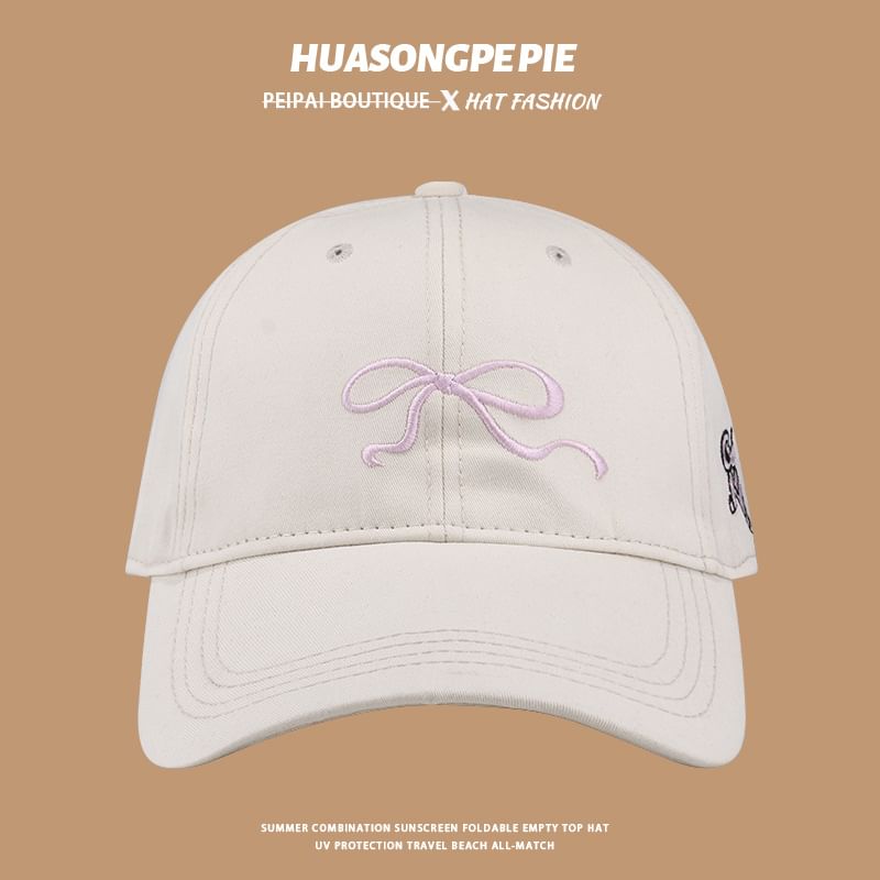 Embroidered Baseball Cap Bow