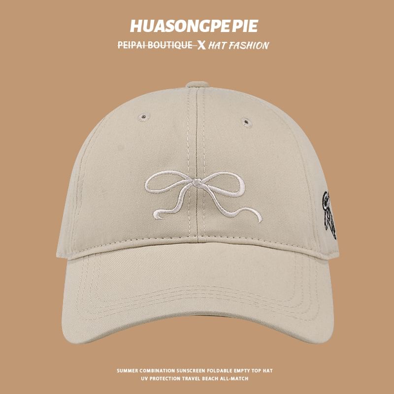 Embroidered Baseball Cap Bow