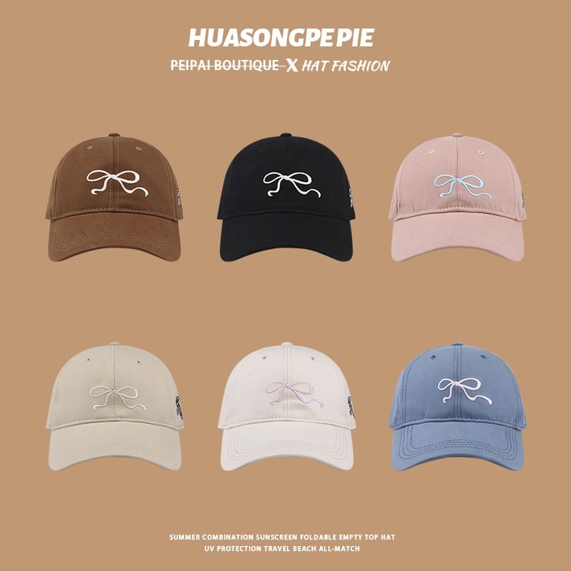 Embroidered Baseball Cap Bow