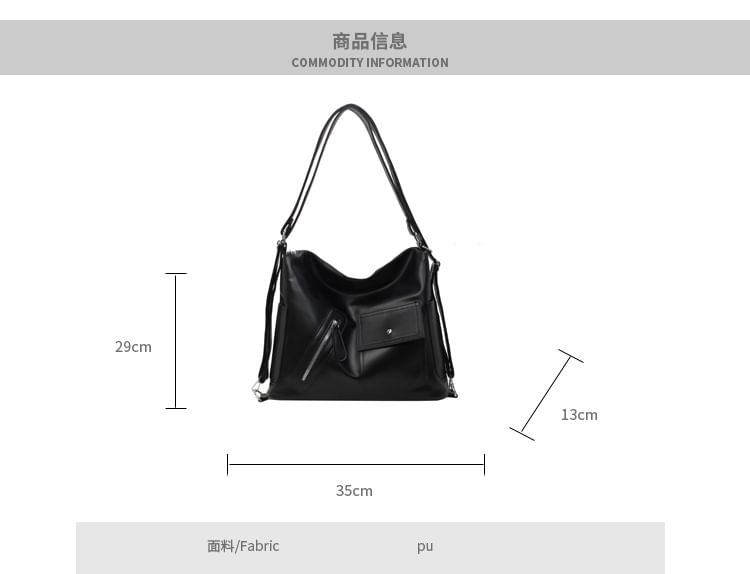 Multi-Pocket Bag Faux Tote Leather