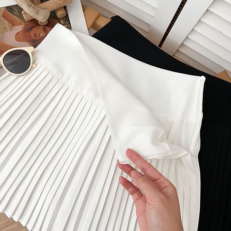 Accordion Pleated A-Line Mini Skirt with High Waist