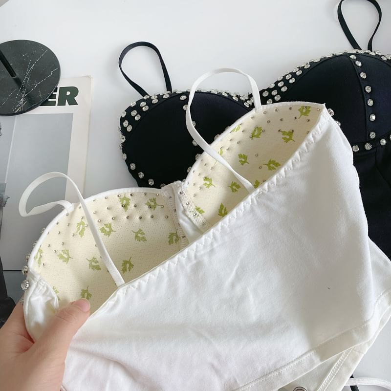 Rhinestone Lace Up Bustier Top