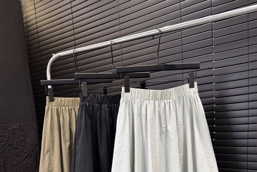 A-Line Plain Midi High Skirt Waist