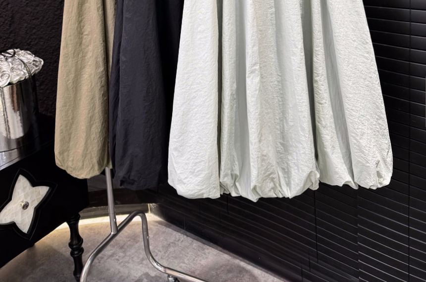 A-Line Plain Midi High Skirt Waist