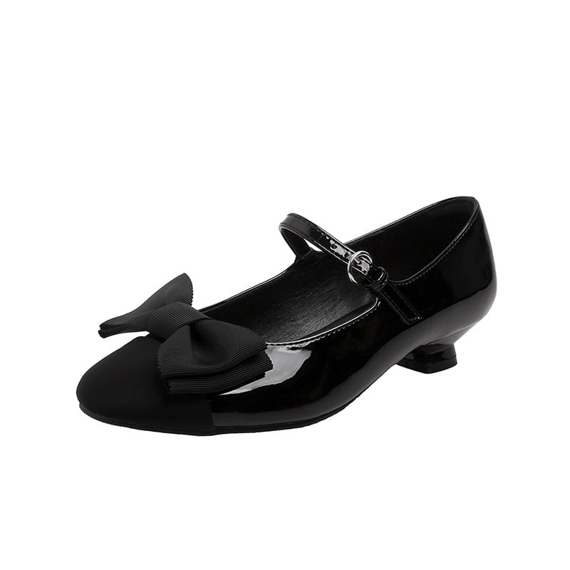 Bow Kitten Heel Mary Jane Shoes / Mules