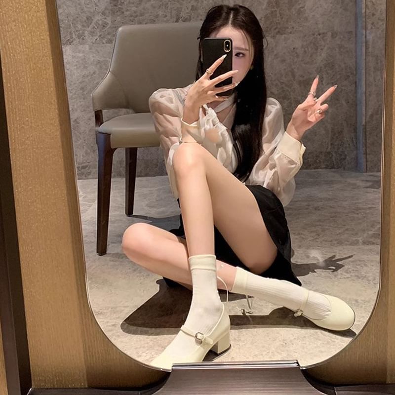 Jane Chunky Mary Heel Pumps