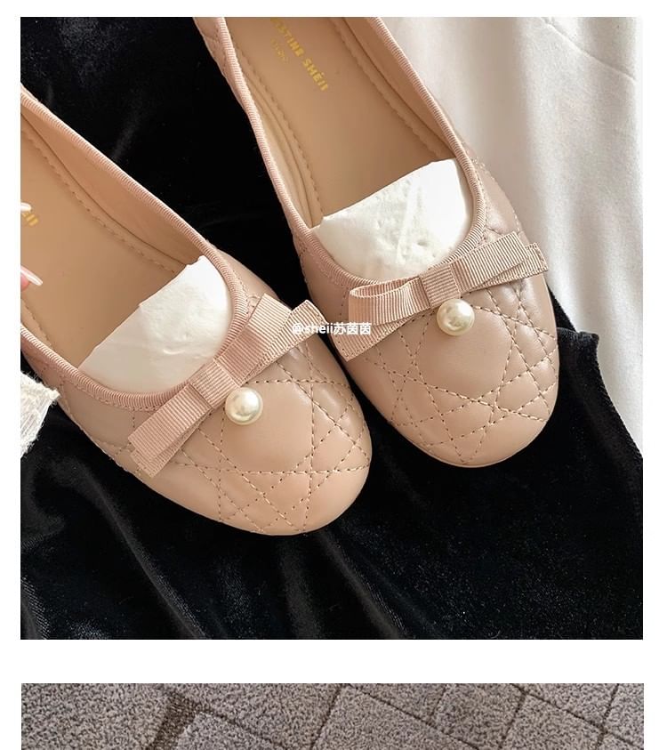 Bow Faux Pearl Flats