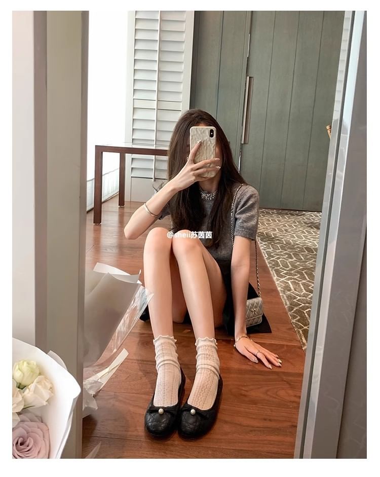 Bow Faux Pearl Flats