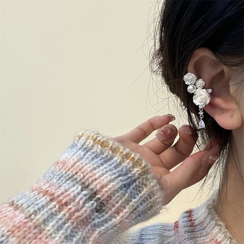 Pearl Faux Cuff Floral Alloy Ear