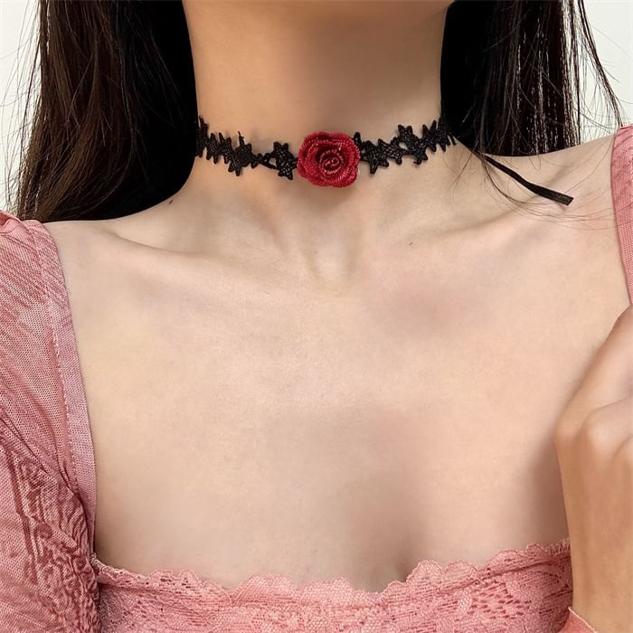 Fabric Rose Choker