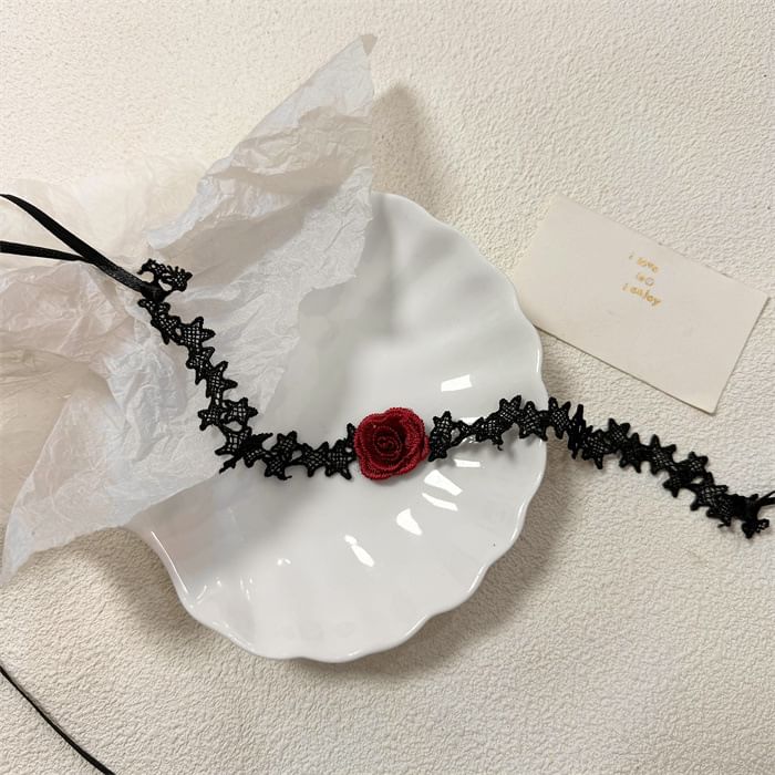 Fabric Rose Choker