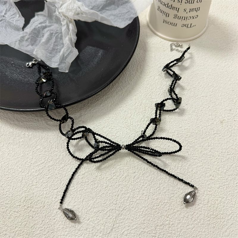 Crystal Bow Choker Faux