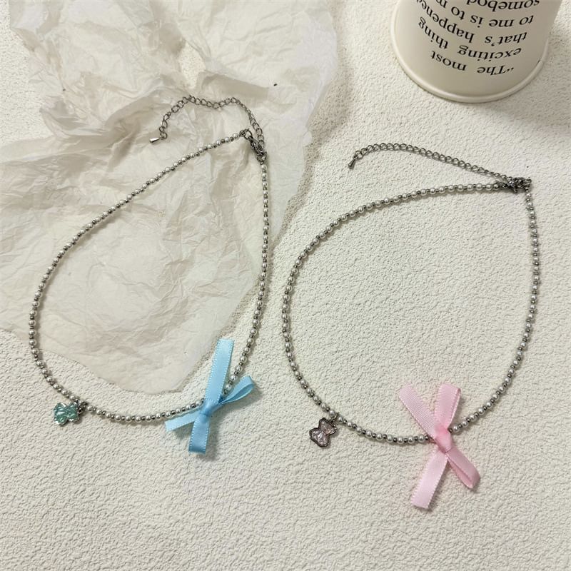 Choker Ribbon Faux Pearl Resin