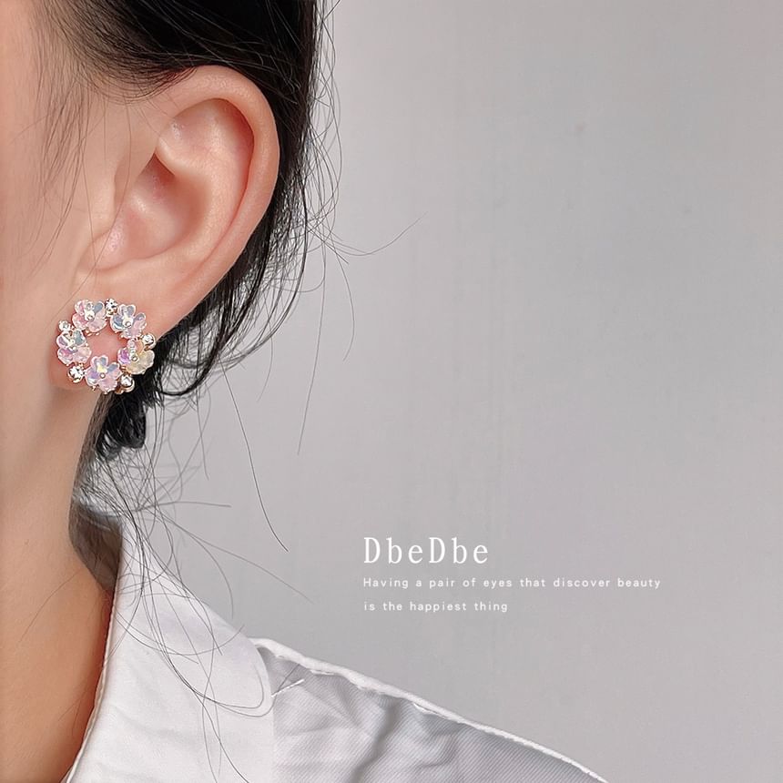 Earring Floral Alloy Hoop