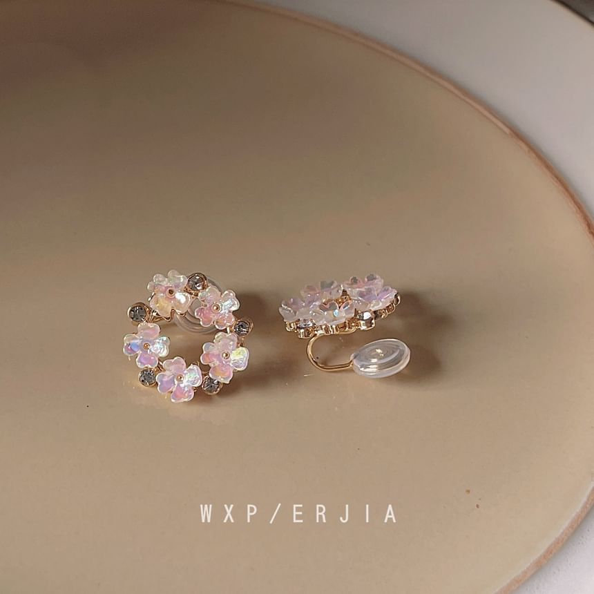 Earring Floral Alloy Hoop