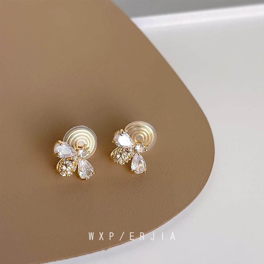 Bee Stud Earring Rhinestone Alloy