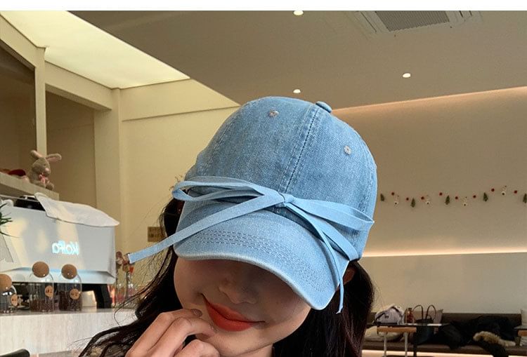 Denim Baseball Cap Bow