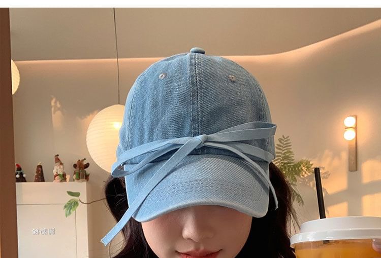 Denim Baseball Cap Bow