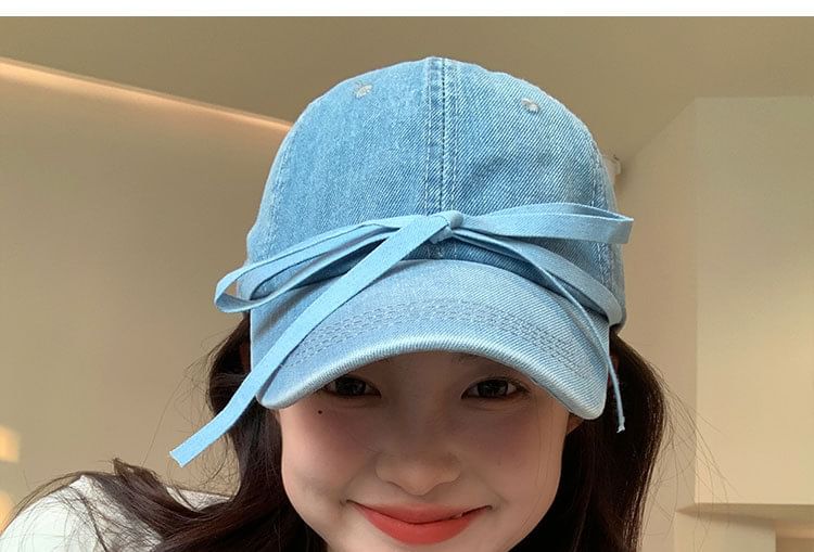Denim Baseball Cap Bow