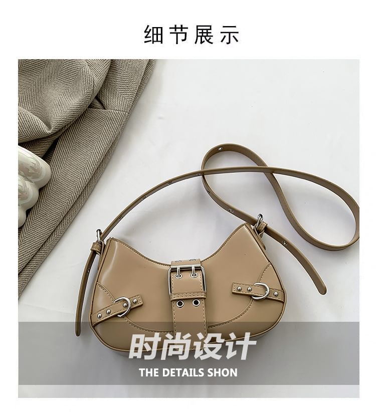 Buckled Crossbody Leather Faux Bag