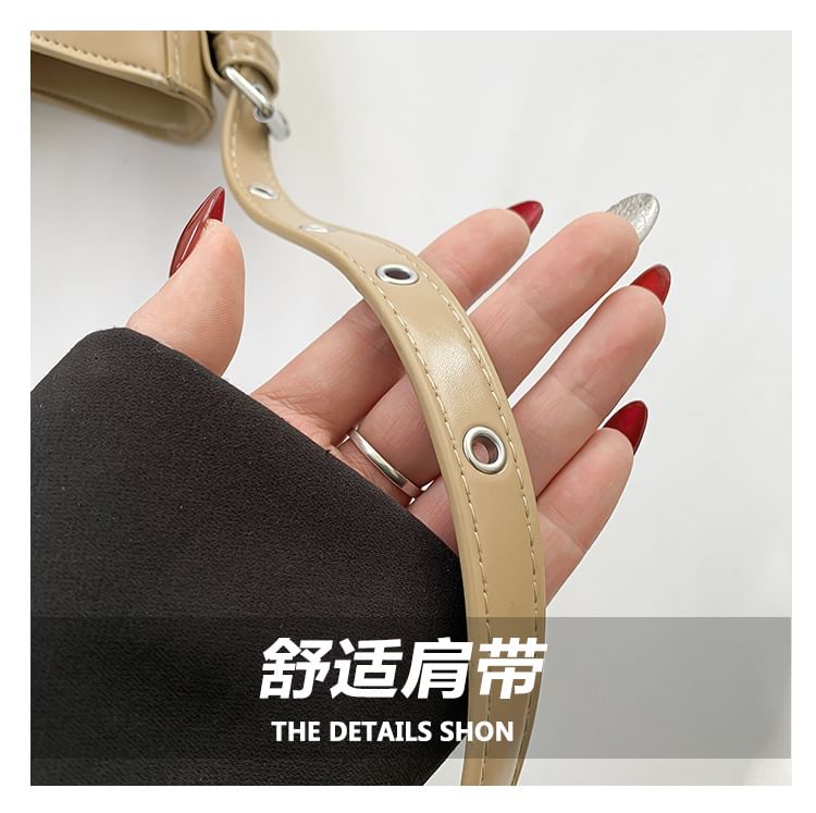 Buckled Crossbody Leather Faux Bag