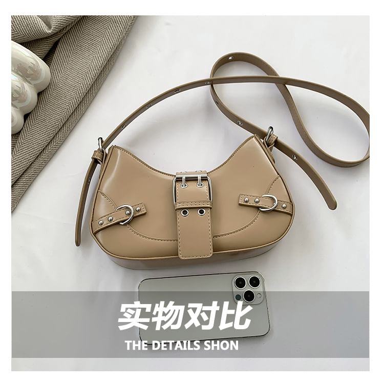 Buckled Crossbody Leather Faux Bag