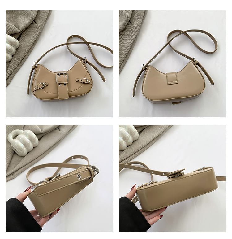 Buckled Crossbody Leather Faux Bag