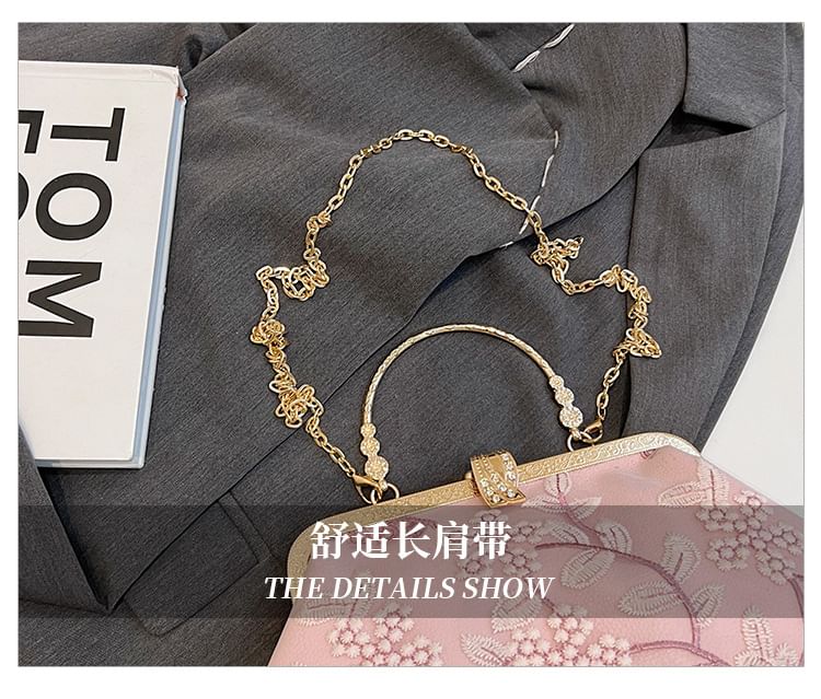 Crossbody Embroidered Flower Strap Chain Bag