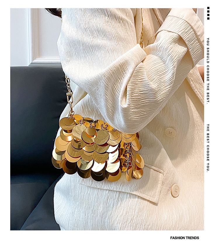Chain Crossbody Bag Sequin Strap