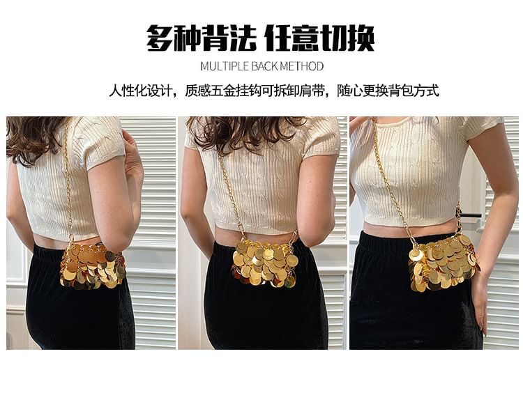 Chain Crossbody Bag Sequin Strap