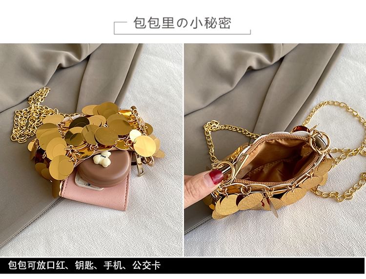 Chain Crossbody Bag Sequin Strap