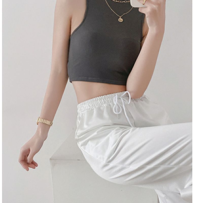 Crop Plain Top Tank Mock Neck
