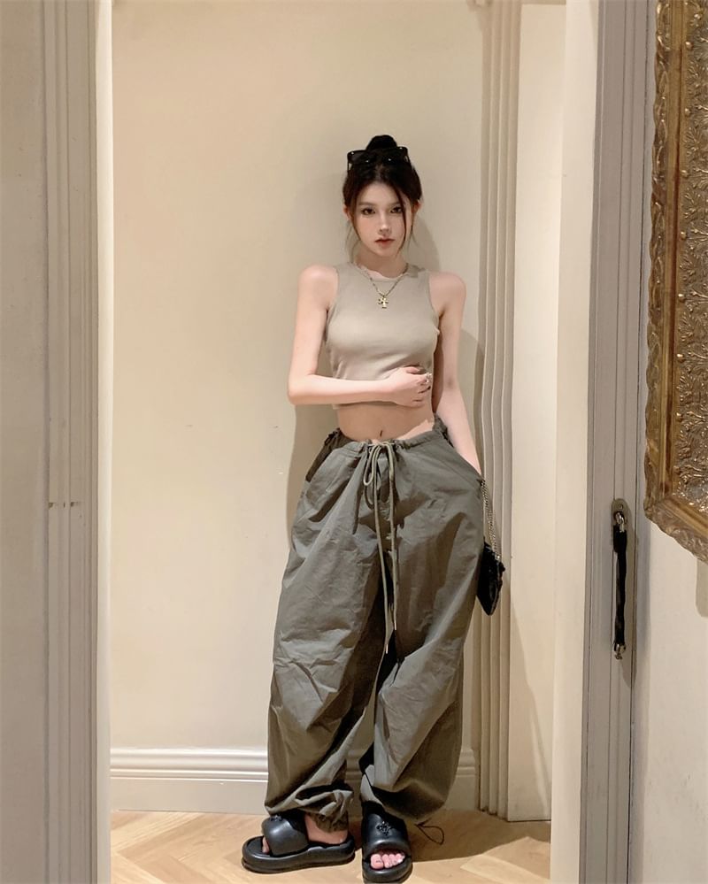 Top Crop Open Tank Back Plain