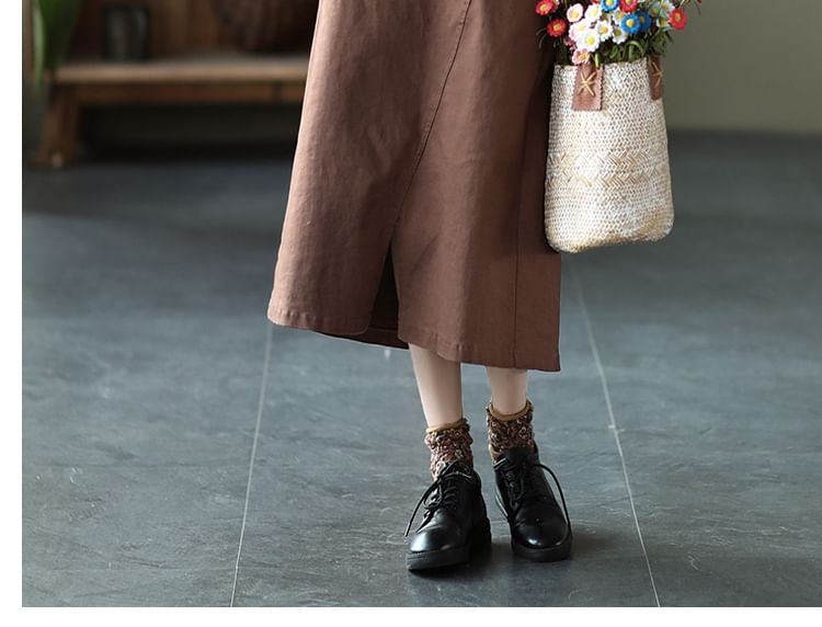 Crew-Neck Eyelet Lace Pintuck Panel Long-Sleeve Blouse