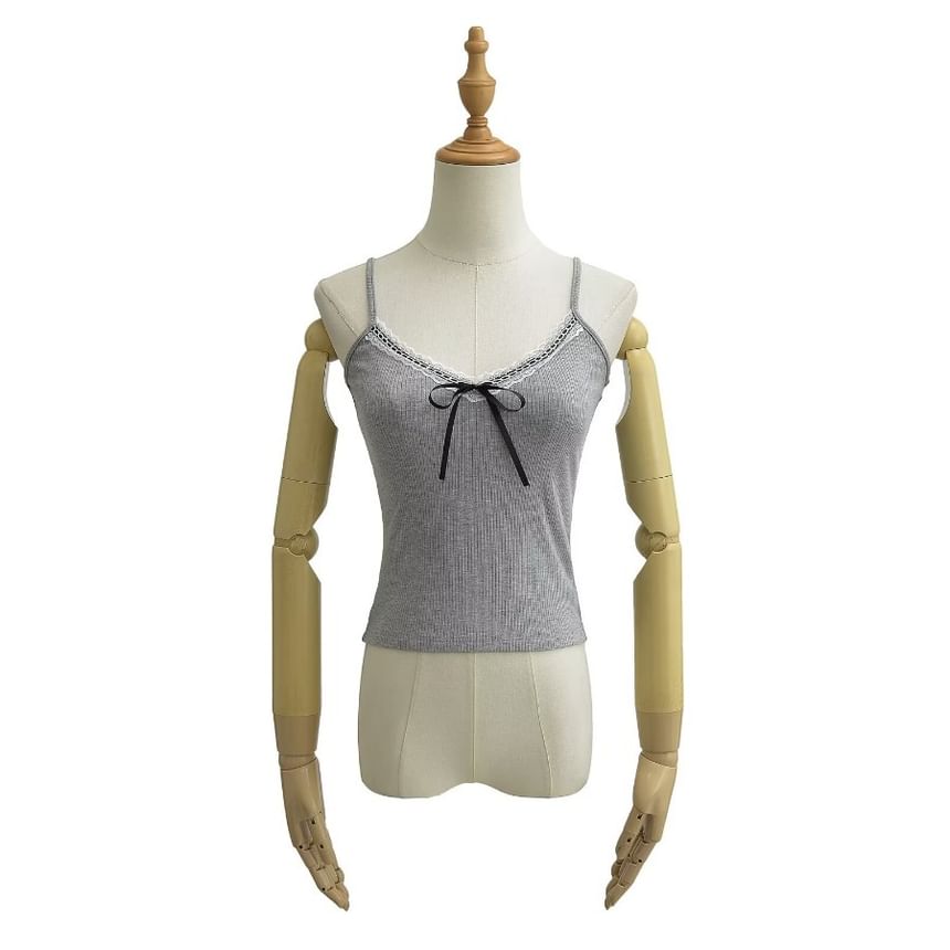 Bow Lace-Trim Cami Top