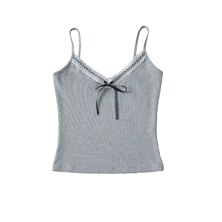 Bow Lace-Trim Cami Top