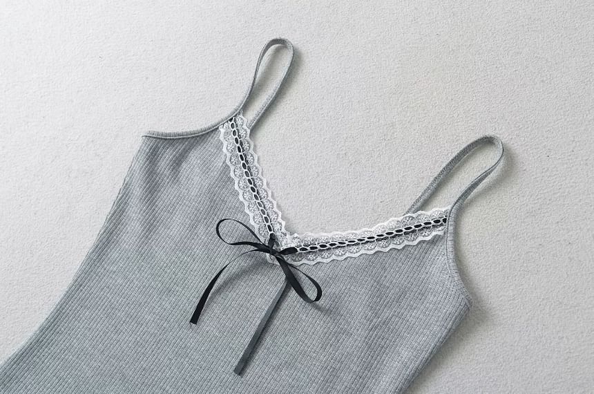 Bow Lace-Trim Cami Top