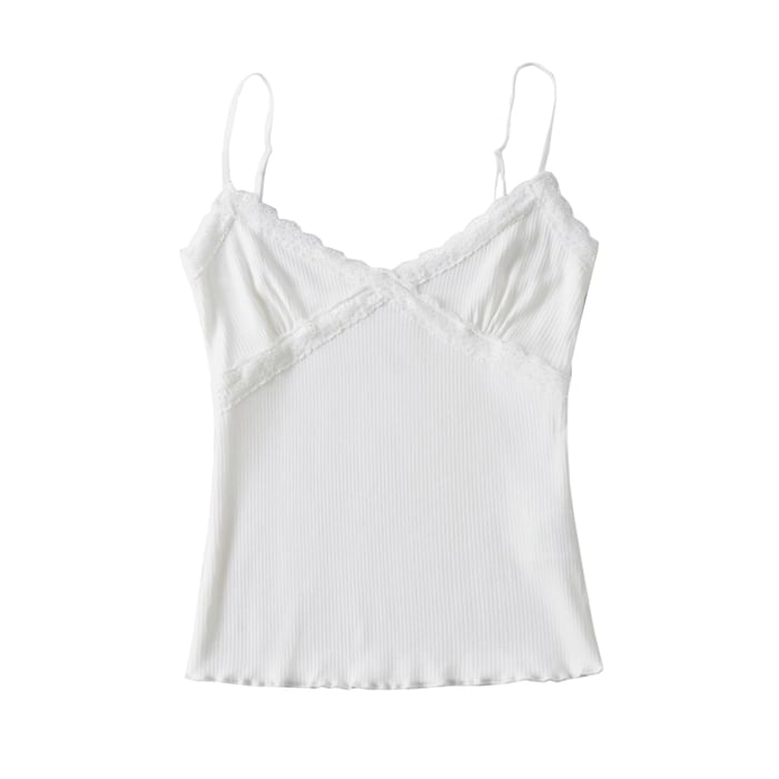 Cropped Lace-Trim V-Neck Cami