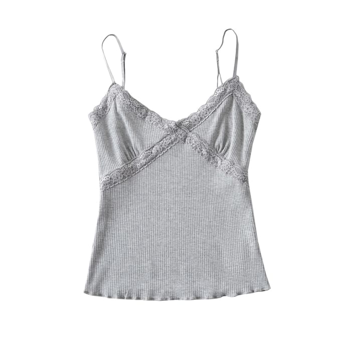 Cropped Lace-Trim V-Neck Cami